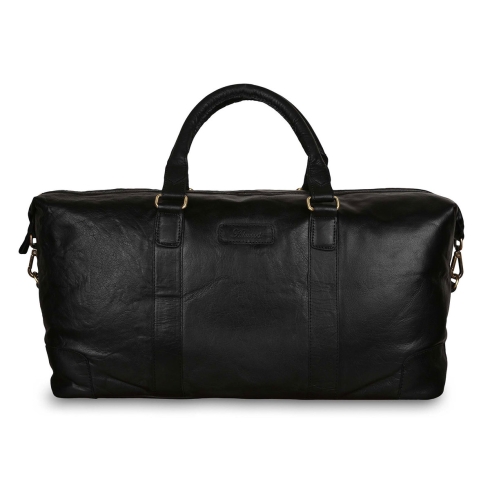 Черная дорожная сумка из кожи  и внешним карманом Ashwood Leather G-36 Black